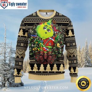 New Orleans Saints Green Grinch Holding Football Ugly Sweater