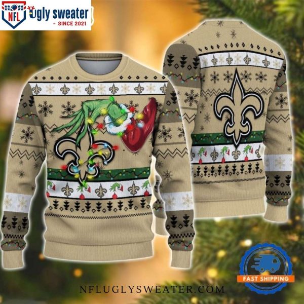 New Orleans Saints Grinch Stealing Christmas Ugly Sweater