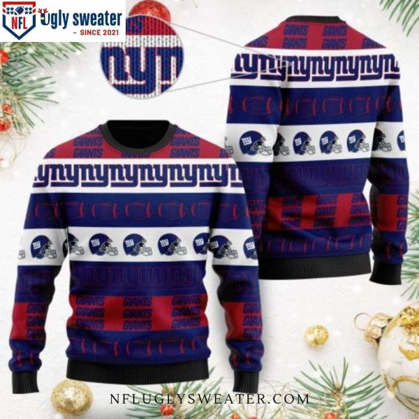 New York Giants Logo Helmet Symbols Pattern Ugly Christmas Sweater