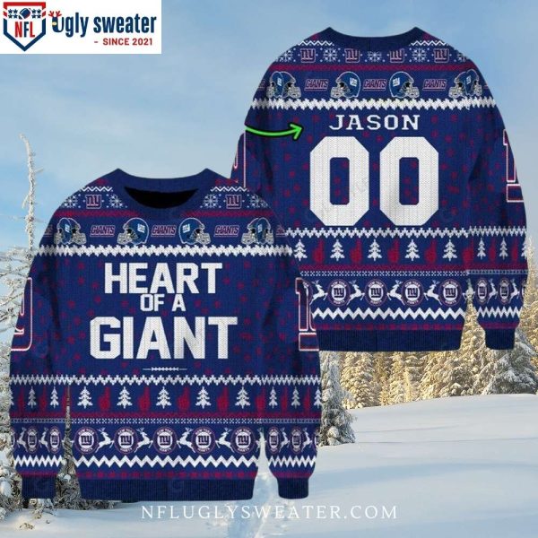 New York Giants Ugly Sweater – Heart Of Giant Edition