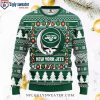 New York Jets Heart Logo Ugly Christmas Sweater – Festive Trees Design