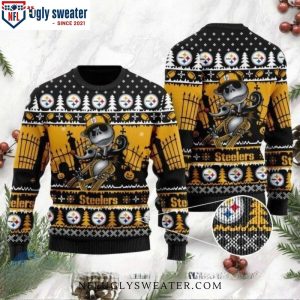 Nightmare Before Christmas In Steeler Nation – Logo Print Ugly Sweater