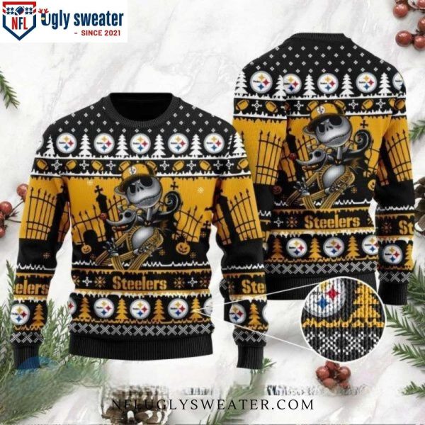 Nightmare Before Christmas In Steeler Nation – Logo Print Ugly Sweater