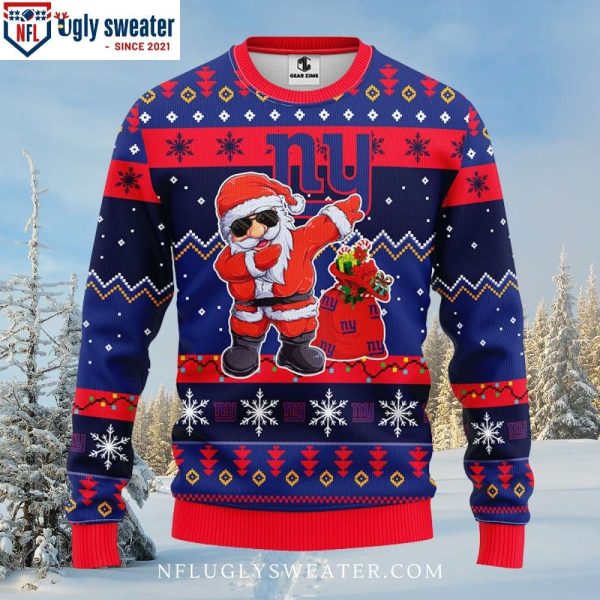 Ny Giants Christmas Sweater – Featuring Dabbing Santa Claus Design