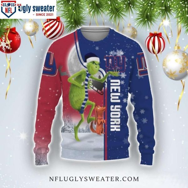 Ny Giants Christmas Sweater – Featuring Grinch Graphics Design