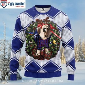 Ny Giants Christmas Sweater Featuring Pub Dog Graphic 1