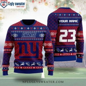 Ny Giants Gifts For Him – Pattern Gucci Ugly Christmas Sweater