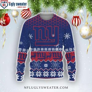 Ny Giants Gifts For Him – Snow Pattern Ugly Christmas Sweater