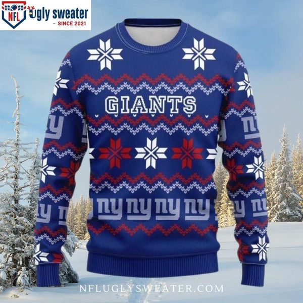 Ny Giants Logo Snowflake Pattern Ugly Sweater – Team Spirit In Snowy Style