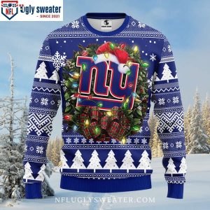 Ny Giants With Christmas Light Logo Graphic Ugly Christmas Sweater