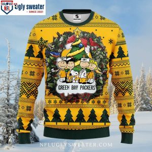 One of a Kind Packers Gift Snoopy Dog Print On Green Bay Packers Ugly Sweater 1