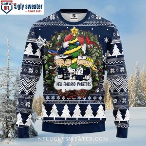 Patriots Ugly Christmas Sweater Playful Snoopy Dog Design For Fans 1