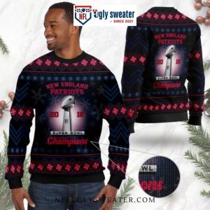 Patriots Ugly Xmas Sweater – Super Bowl Champions NFL Cup Design