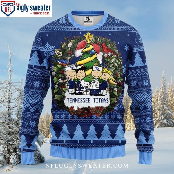 Peanuts And Christmas Tree Tennessee Titans Ugly Sweater