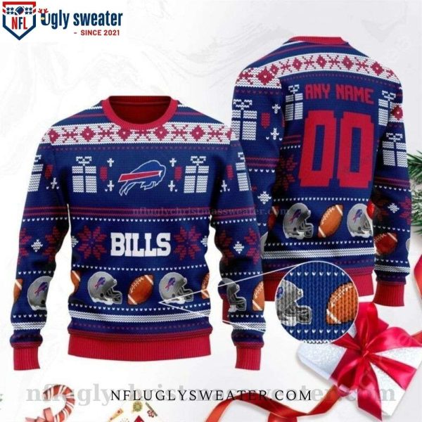 Personalized Buffalo Bills Ugly Christmas Sweater – Name And Logo Printed