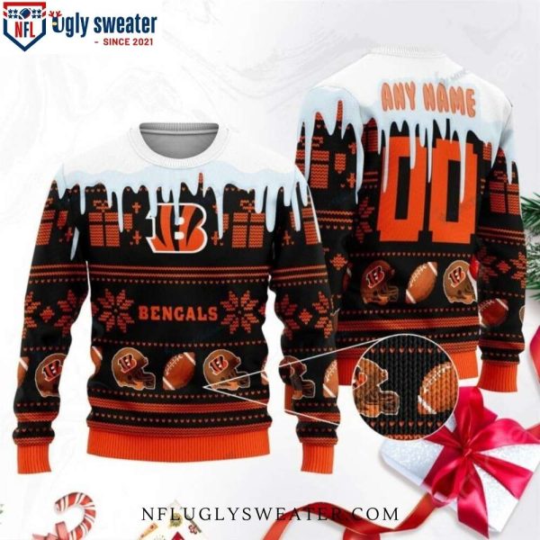 Personalized Cincinnati Bengals Frosty Festivities Ugly Christmas Sweater