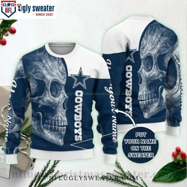 Personalized Dallas Cowboys Ugly Christmas Sweater for Fans – Skull Edition