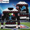 Personalized Ugly Sweater With Detroit Lions Logo – Football Stadium Design