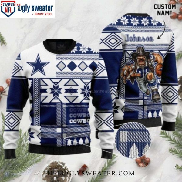 Personalized Mascot Dallas Cowboys Ugly Christmas Sweater – Custom Name