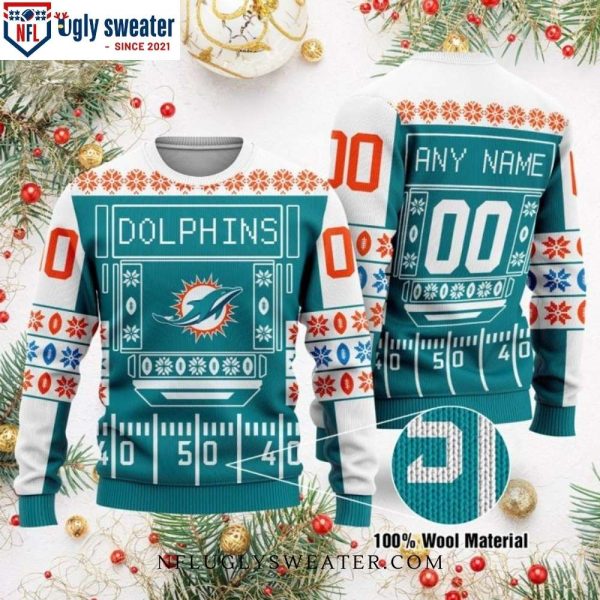 Personalized Miami Dolphins Gifts – Stadium Motifs Christmas Sweater