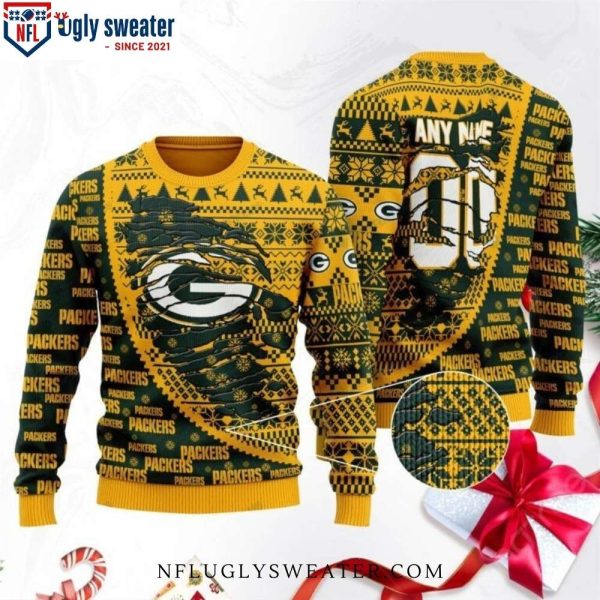 Personalized Packers Christmas Sweater With Cozy Snow Texture