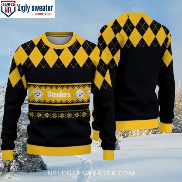 Pittsburgh Steeler Nation’s Winter Diamond Pattern Sweater – Christmas Edition