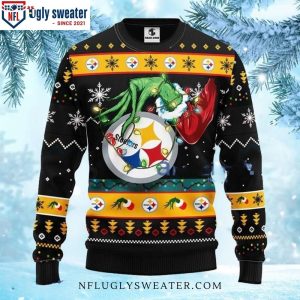 Pittsburgh Steelers Grinch With Christmas Light Ugly Sweater