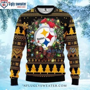 Pittsburgh Steelers Logo Print Ugly Christmas Sweater With Christmas Light