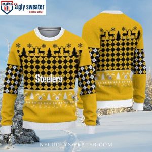 Pittsburgh Steelers Reindeer Diamond Pattern Christmas Sweater