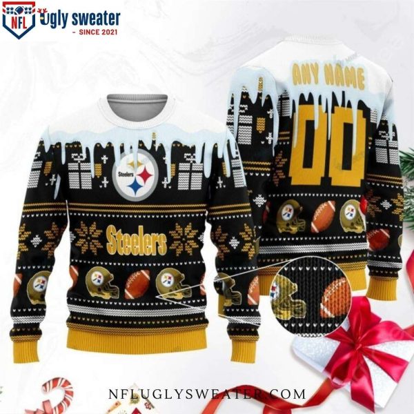 Pittsburgh Steelers Ugly Christmas Sweater – Logo Print With Snowflakes