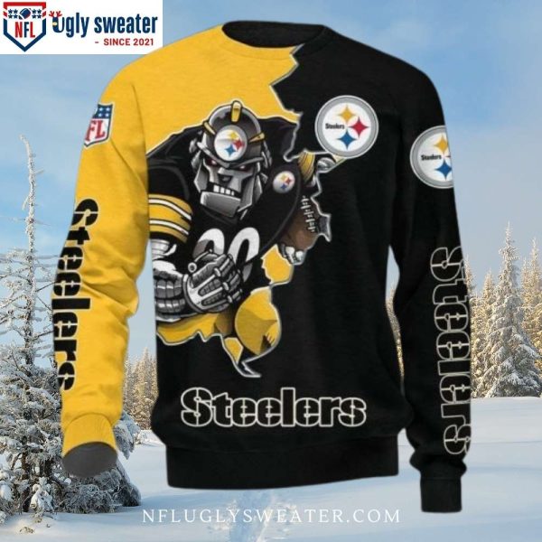 Pittsburgh Steelers Ugly Sweater – Stylish Black Golden Logo Print