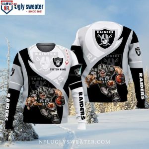 Players Holding the Football Raiders Ugly Christmas Sweater – Personalized With Your Name