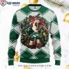 Rugged Football Player Jets Ugly Christmas Sweater – Fierce Snowy Battle