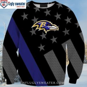 Ravens Christmas Sweater – Logo And Flag Edition Unique Gift For Him