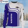 Ravens Spirit With Halloween Characters Ugly Christmas Sweater