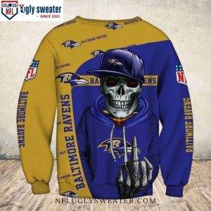 Ravens Ugly Christmas Sweater Stylish Skull Design 2