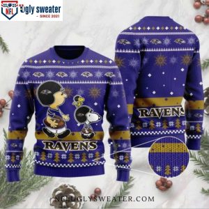 Ravens Ugly Sweater With Charlie Brown Peanuts Snoopy Illustration