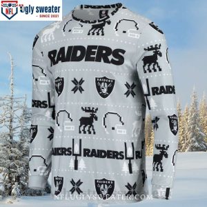 Reindeer And Logo Oakland Raiders Ugly Christmas Sweater Cozy Attire for Fans 1 1