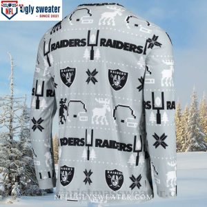 Reindeer And Logo Oakland Raiders Ugly Christmas Sweater Cozy Attire for Fans 2 1