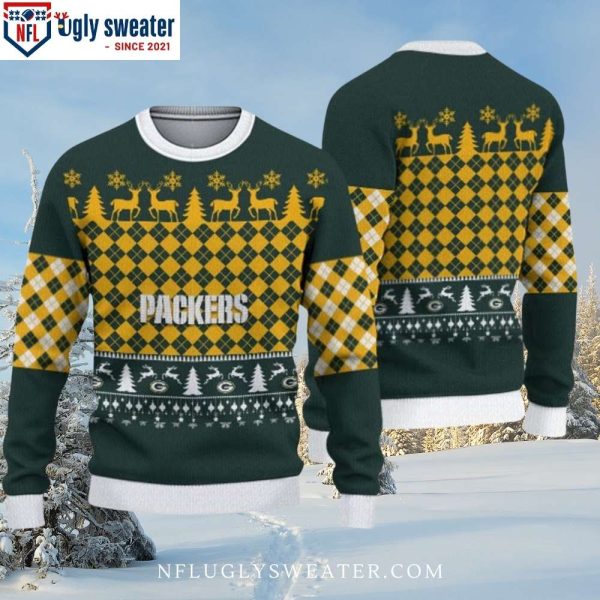 Reindeer-themed Green Bay Packers Christmas Sweater For Him