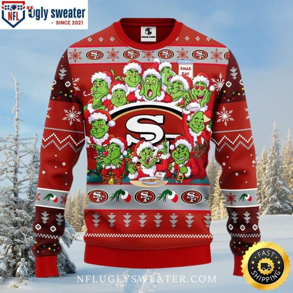 San Francisco 49ers 12 Grinch Xmas Day Christmas Day Ugly Sweater