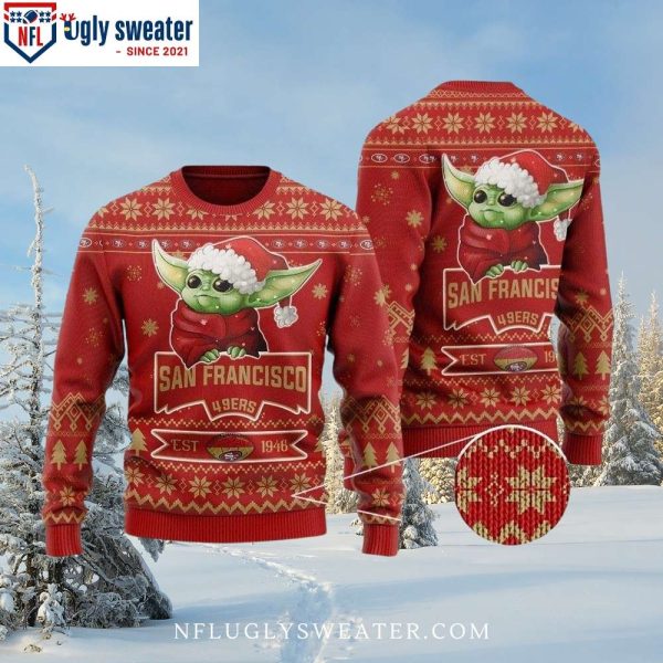 San Francisco 49ers Baby Yoda Santa Hat Ugly Christmas Sweater