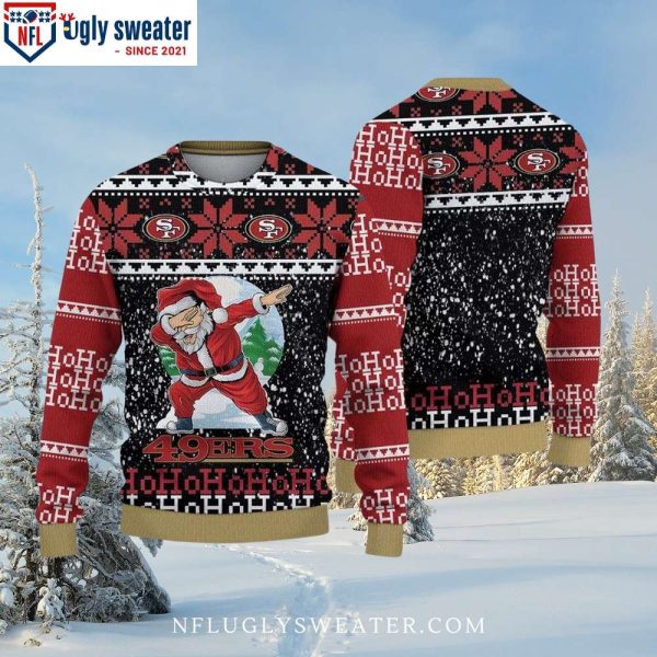 San Francisco 49ers Black And Red Christmas Pine Tree Ugly Sweater