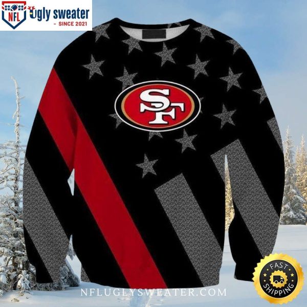 San Francisco 49ers Black Star Stripes Ugly Christmas Sweater