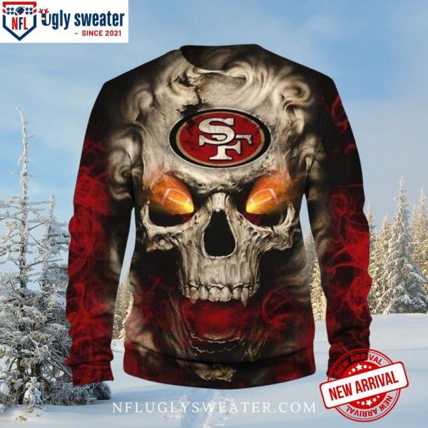 San Francisco 49ers Burning Skull Christmas Ugly Sweater