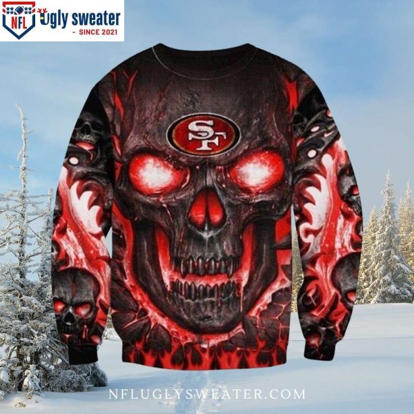 San Francisco 49ers Glowing Red Skull Ugly Xmas Sweater