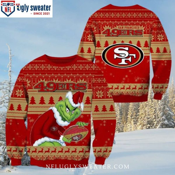 San Francisco 49ers Grinch Santa Red Christmas Sweater