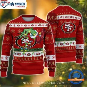 San Francisco 49ers Grinch With Stocking Red Christmas Sweater