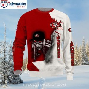 San Francisco 49ers Grinning Skull Red And White Ugly Sweater