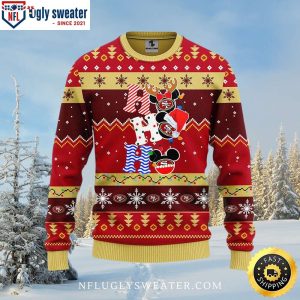 San Francisco 49ers Ho Ho Ho Mickey Reindeer Ugly Christmas Sweater